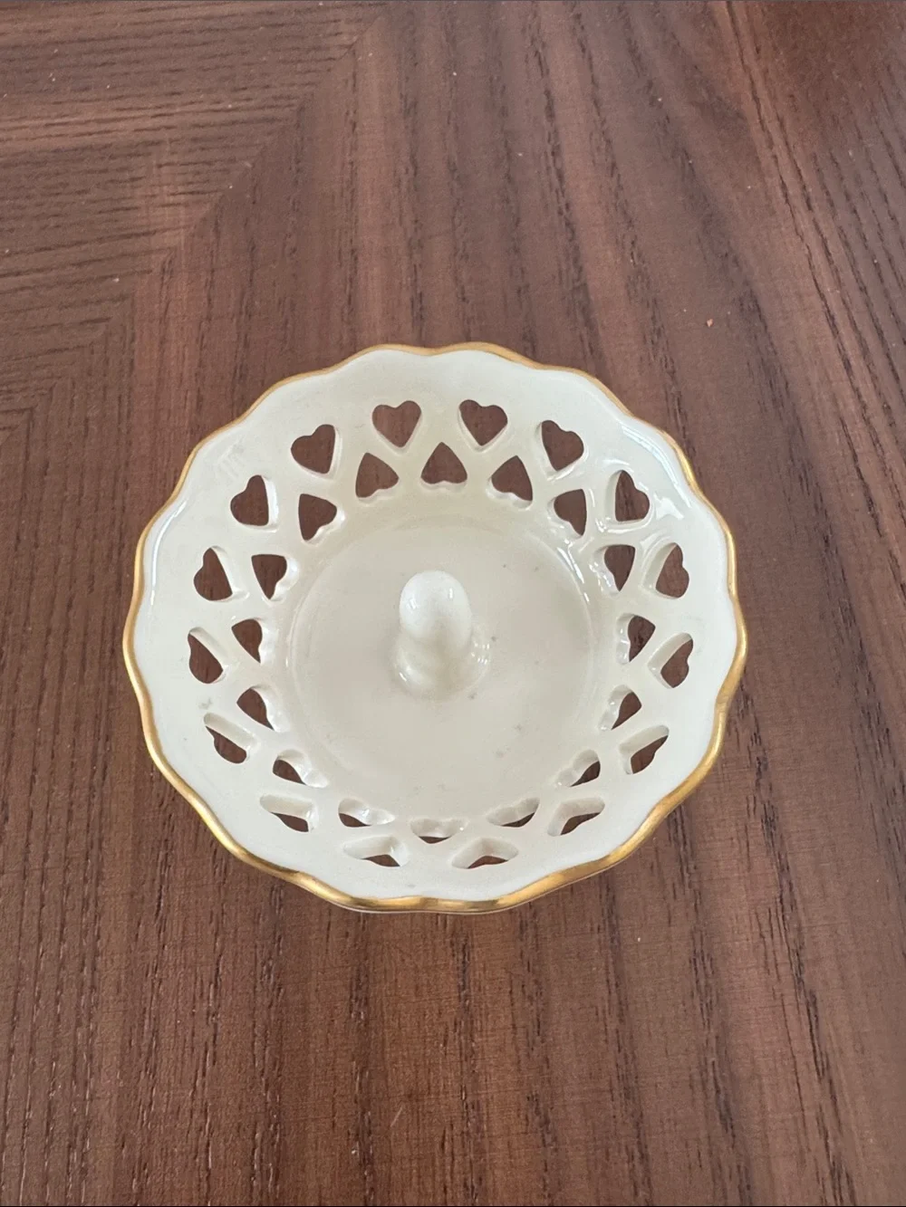 Lenox White Ceramic Ring Holder Dish with Gold Trim